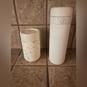 White Terrazzo Travel Mug and Bottle Set